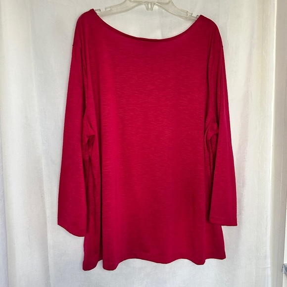 3/$20 💥 White Stag Pink Floral Burnout Print Relaxed Fit 3/4 Sleeve Blouse - Picture 15 of 17